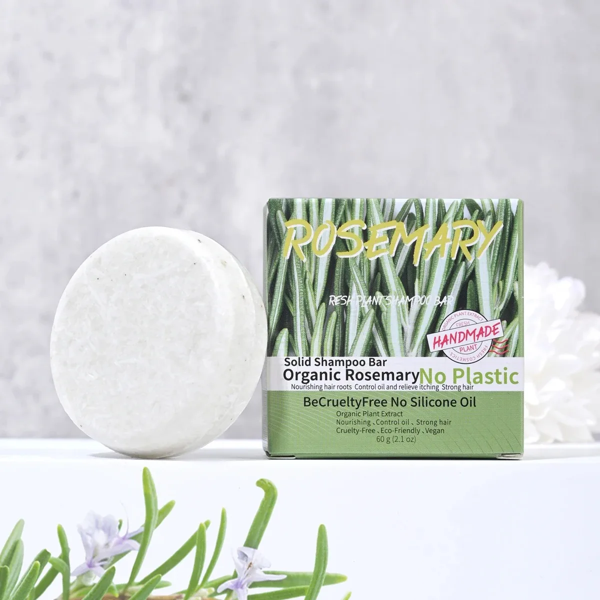 

60g Natural Fragrance Rosemary Shampoo Soap, Handmade Oil Control and Anti-Dandruff Soap, Suitable for Both Men and Women.