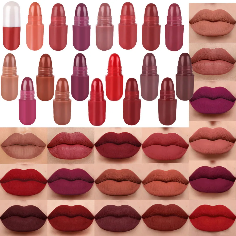 18 Kleuren Capsule Lippenstift Set Hydraterende Gladde Romige Textuur Lip Glazuur Mat Waterdicht Sexy Rood Gemakkelijk Te Dragen Lippen Tint Make-Up