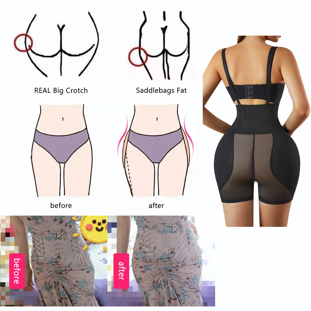 Body con almohadillas de cadera falsas para mujer, moldeador de Cuerpo Adelgazante, Control de barriga, ropa interior potenciadora de glúteos, ropa de maternidad embarazada premama embarazo y maternidad faja postparto