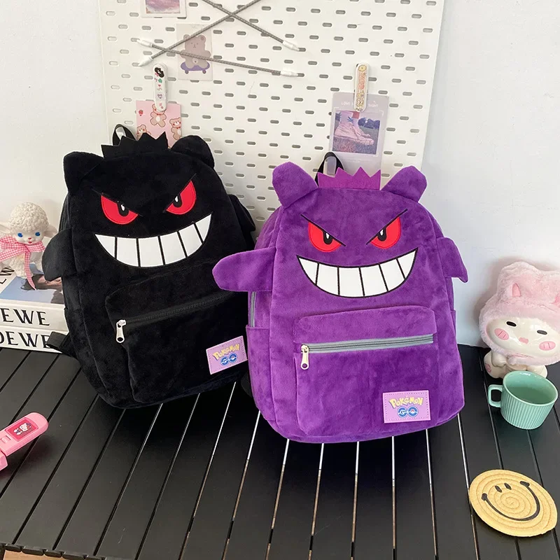 Pokemon Gengar Pikachu Plush Backpack Trendy Cool Large Bag Cute Cartoon Kawaii Couple Gift Storage Toys Anime Accessories