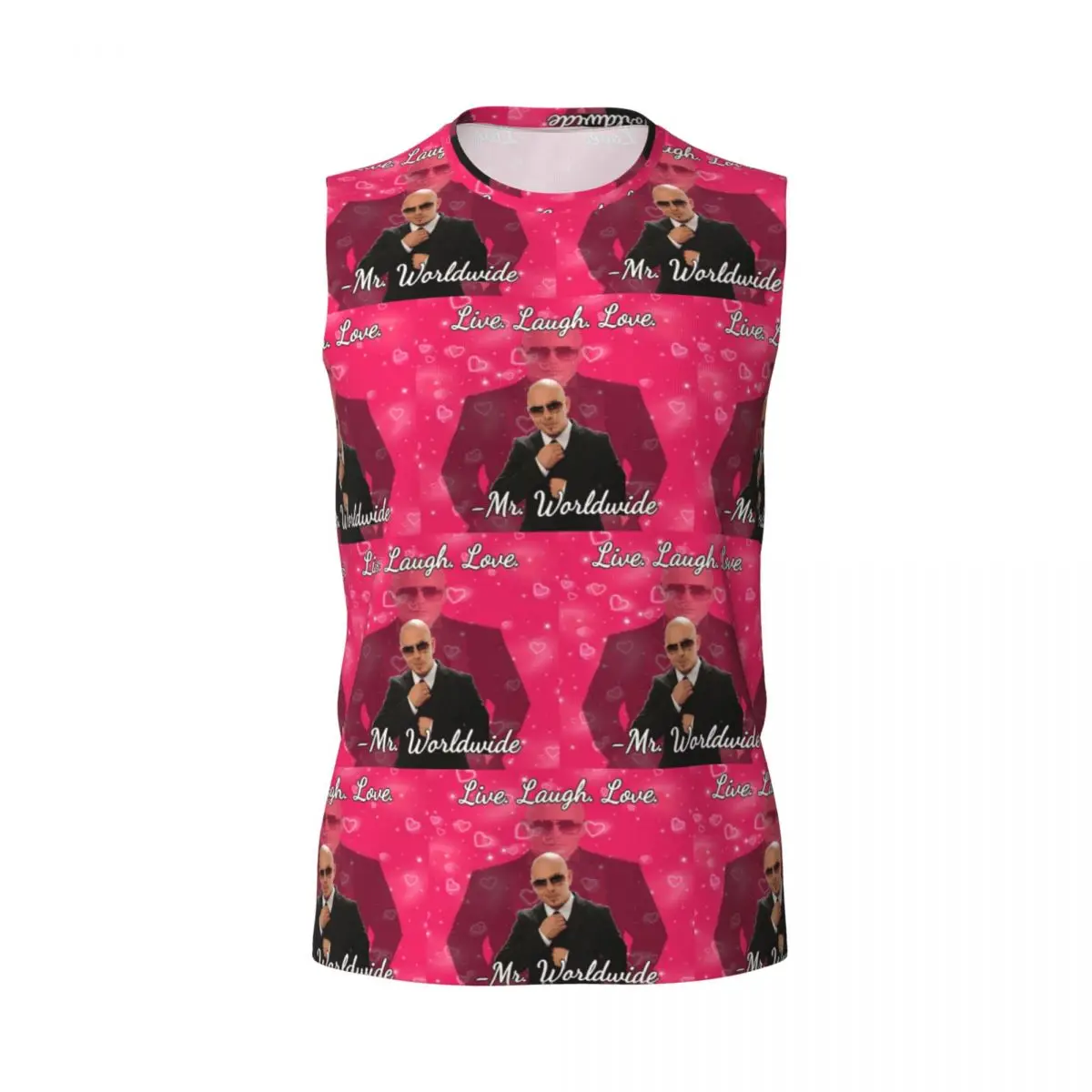 Mr Worldwide Live Laugh Love Men Printed Sleeveless T-shirt Casual Hip Hop Street Style Beach Holiday Tank Tops