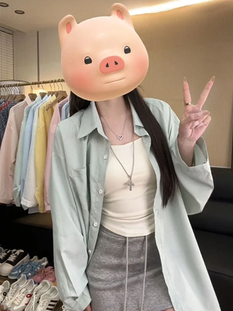 

Blue Long Sve Women's Sun Protection irt Spring 2026 New Sle Ele Quali Top Coat Unique Super Beautiful