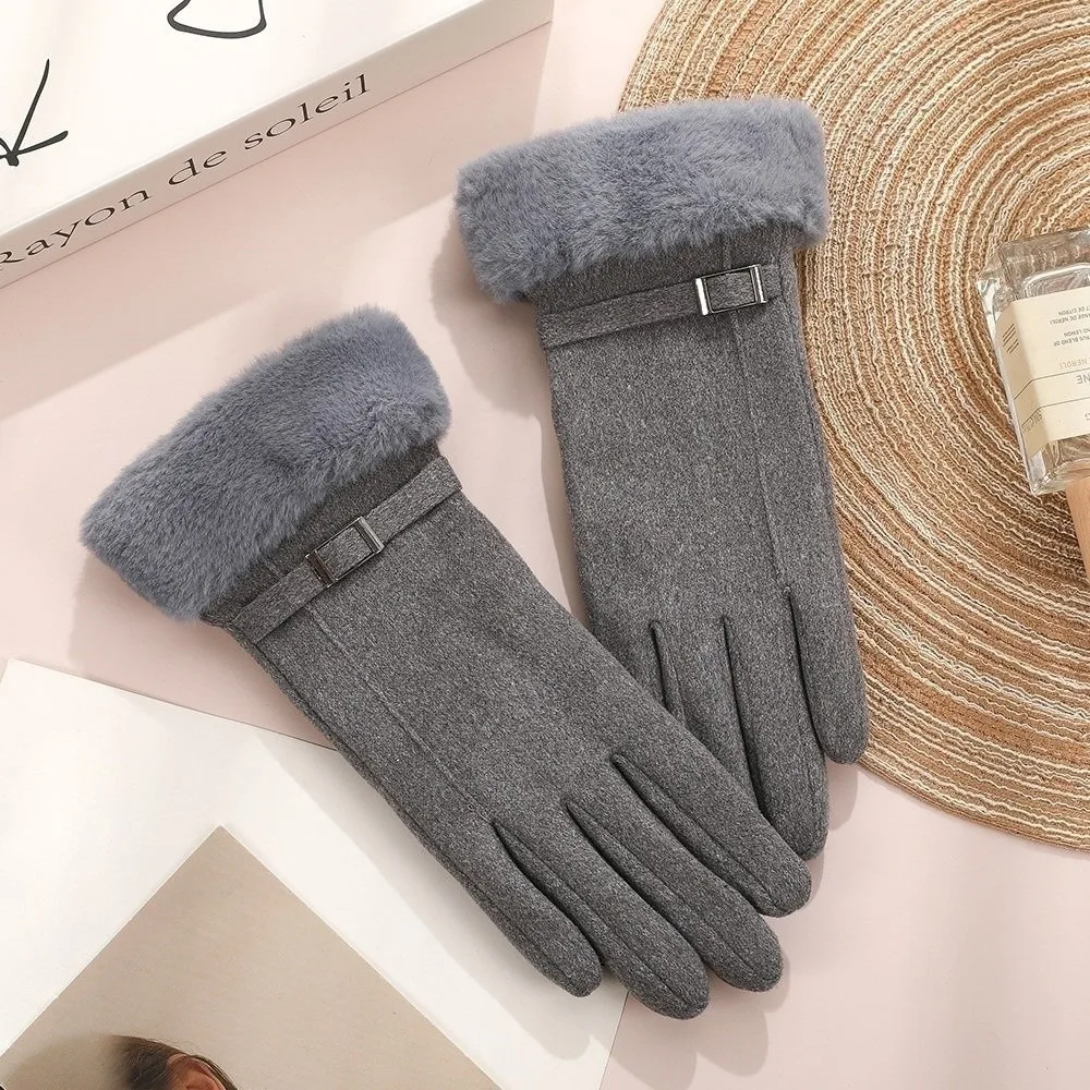 

New Plush Winter Gloves Warm Full Finger Touch Screen Gloves Windproof Touchable Screen Full Finger Gloves Women