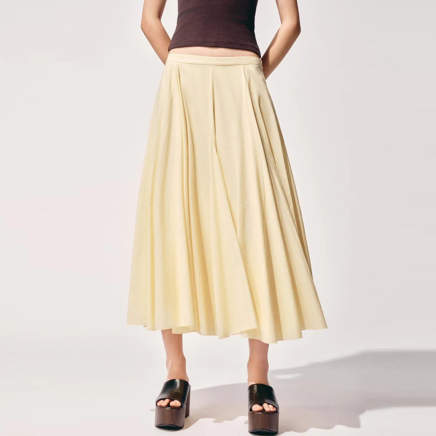 Women's Fashionable Midi Skirt Wide Hem Versatile Daily Wear 2026 New Summer Outfit Style Elegant Standard Fit Zadata Brand