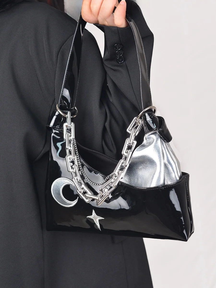 

Стильная серебристая сумка-цепочка Sweet Cool Starry Silver Ket Candy Original Design 520 Gift Y2K, модная сумка через плечо для молодых женщин.