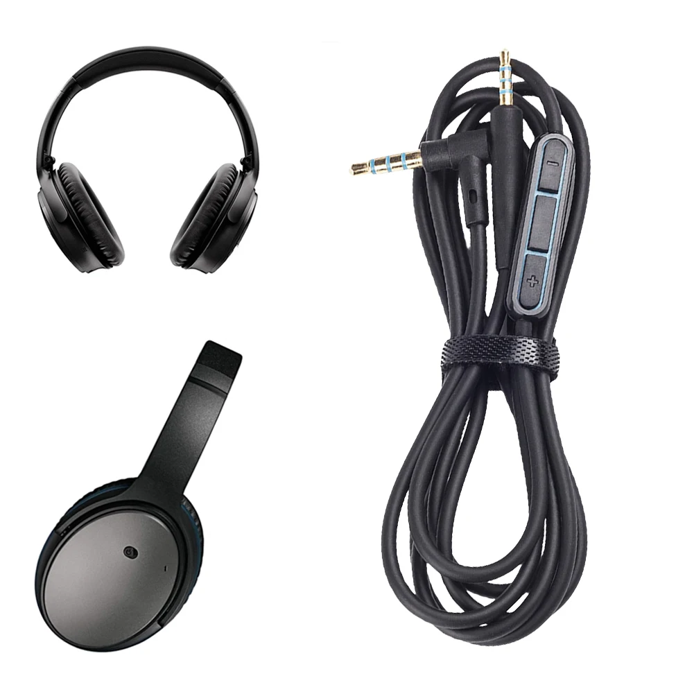 Zamienny kabel audio 3,5 mm na 2,5 mm z mikrofonem w linii i regulacją głośności Kabel audio do słuchawek Bose QC25/QC25i