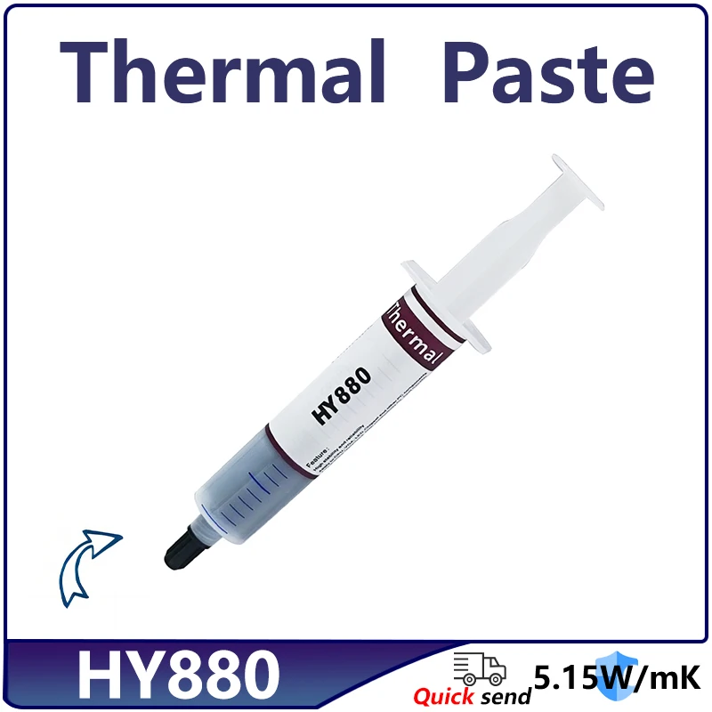 

HY880 20g 5.15W/m-k Silicone Thermal Paste Heat Transfer Grease Heat Sink CPU GPU Chipset Notebook Computer Cooling Syringes