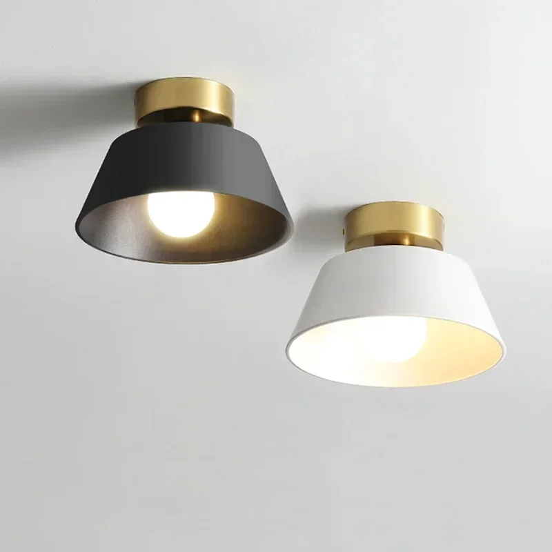 

Aisle Hallway Retro Ceiling Light LED Indoor Decor Lamp Iron Round Black White Lampshade For Balcony Corridor Lighting Fixture