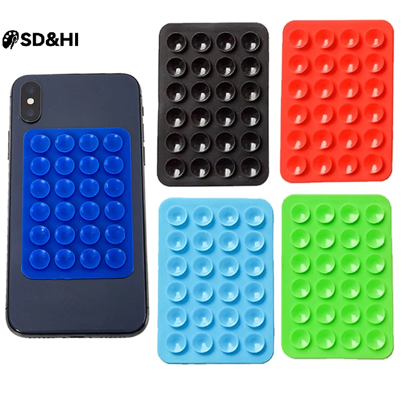 

1pc Mobile Phone Silicone Suction Cup 24 Square Mobile Phone Single-Sided Case Anti-Slip Holder Mount Suction Multifunctional