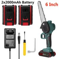 21V 6inch Electric Cordless Chain Saw 4000mAh Rechargeable Wood Spliting Electric Chainsaw One-handed Woodworking Pruning Tool