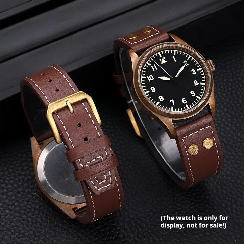 Copper rivet 20mm 21mm 22mm Genuine leather watch strap For IWC Pilot Little Prince Mark Flamethrower cowhide watchband Bracelet