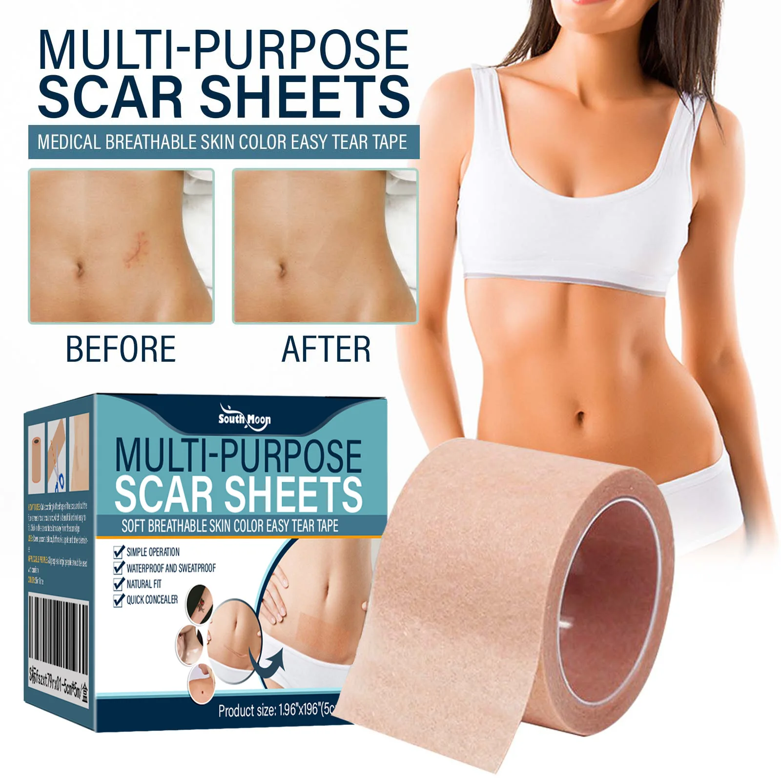 

1 рулон, наклейка на шрам, практичная татуировка, скрытая лента, водонепроницаемая накладка на шрам, подходит для любого типа кожи, лента для маскировки недостатков