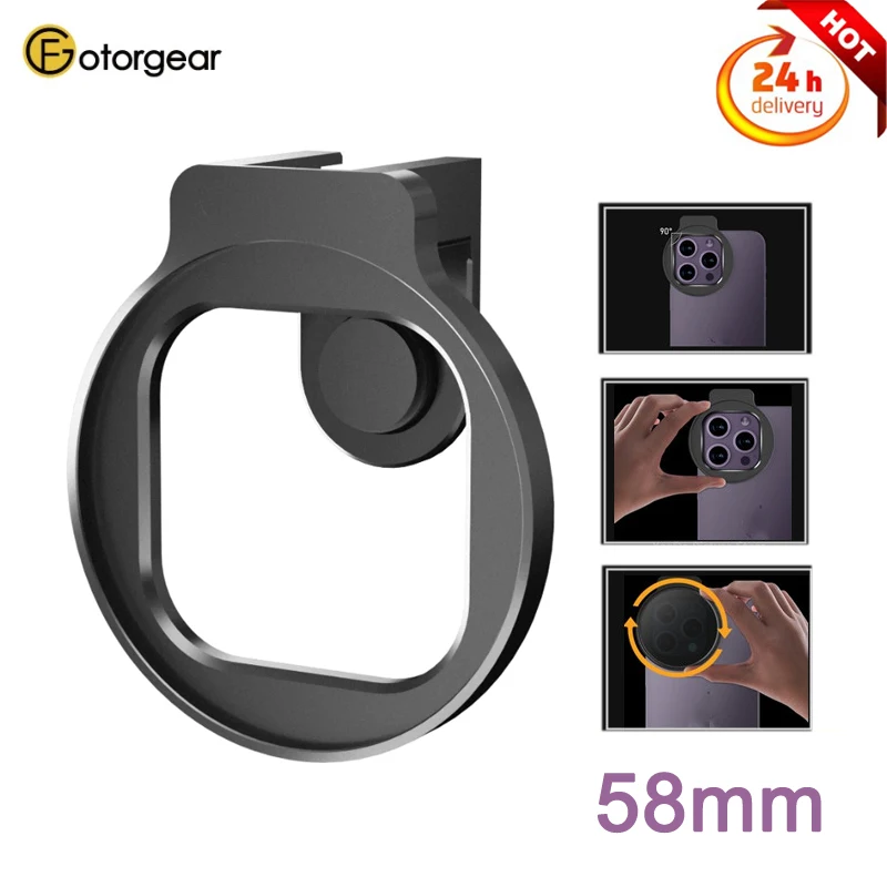 

Fotorgear Professional 58mm Phone Camera Lens Filter Ring Mount Clip for All Smartphones Lens Adapter Phone Clip