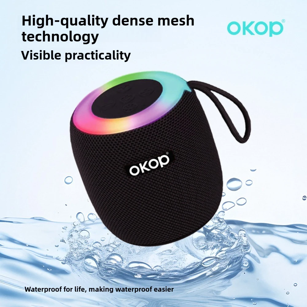 ลำโพงบลูทูธ OKOP ขนาดเล็ก, ซับวูฟเฟอร์พกพา, ลำโพง AI สำหรับใช้ในบ้านและนอกบ้าน แบตเตอรี่ใช้งานได้นาน, ลำโพงคุณภาพเสียงสูง