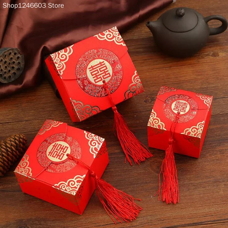 50pcs Creative Chinese style Candy Boxes Wedding Favors and Gifts Box For Guests Party Supplies Paper Chocolate Boxes Package