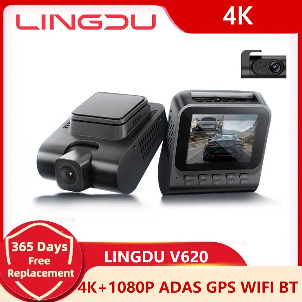 

LINGDU V620 4K Dash Cam Front and Rear, With WiFi GPS ADAS BT Dash Camera for Cars, Voice Control, WDR Night Vision，24H Parking