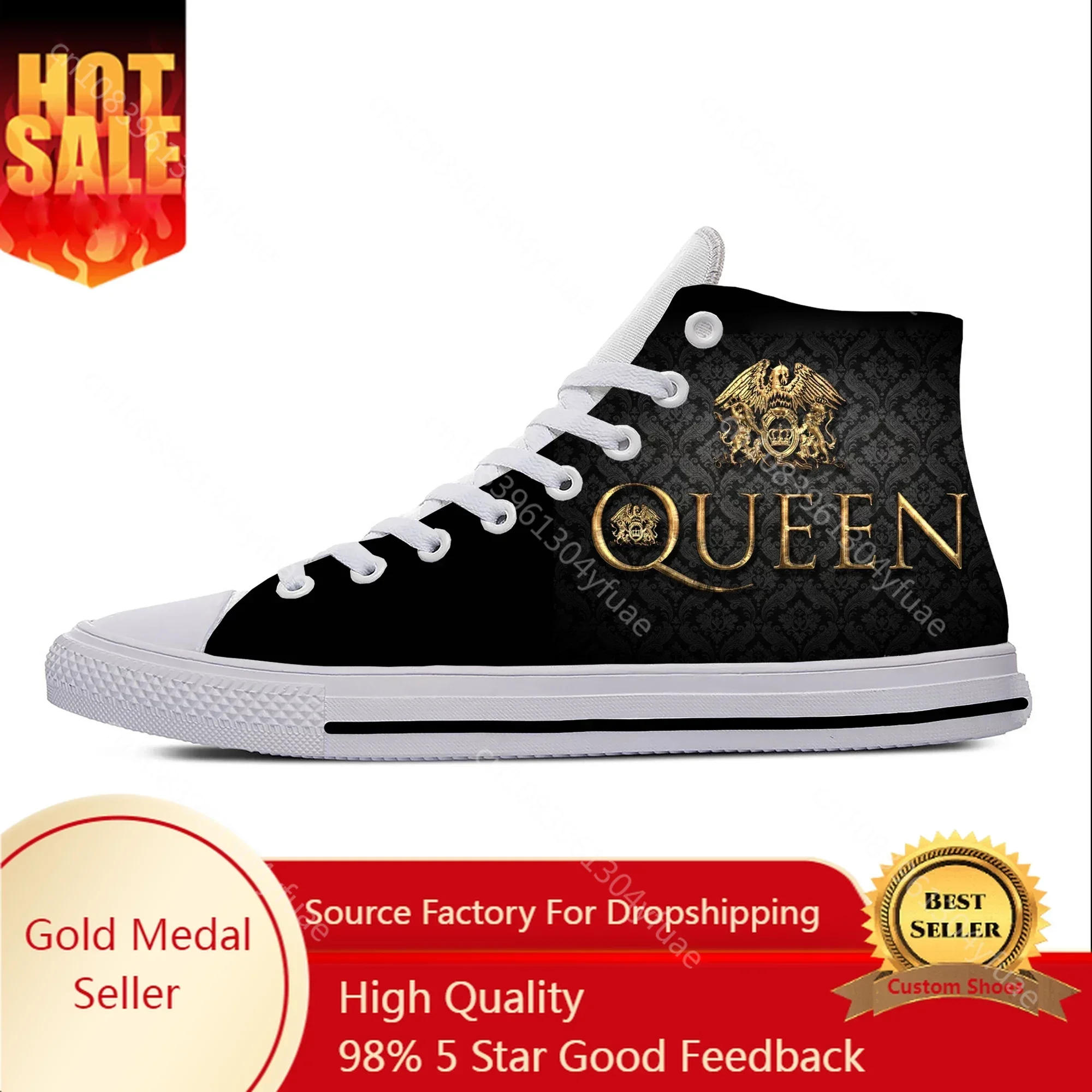 Hot Queen Rock Band Freddie Mercury Music Fashion Casual Cloth Shoes High Top Lightweight Breathable 3D Print Men Women Sneakers