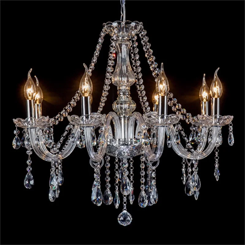 TYLA European Style Chandelier LED Candle Pendant Lamp Crystal Lighting Ceiling Luxury Fixtures for Home Hotel Hall