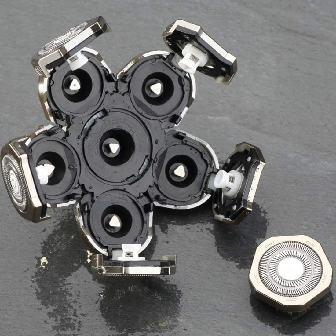 Серебристые мужские бритвенные головки, заменяемые головки бритвы, 6 лезвий