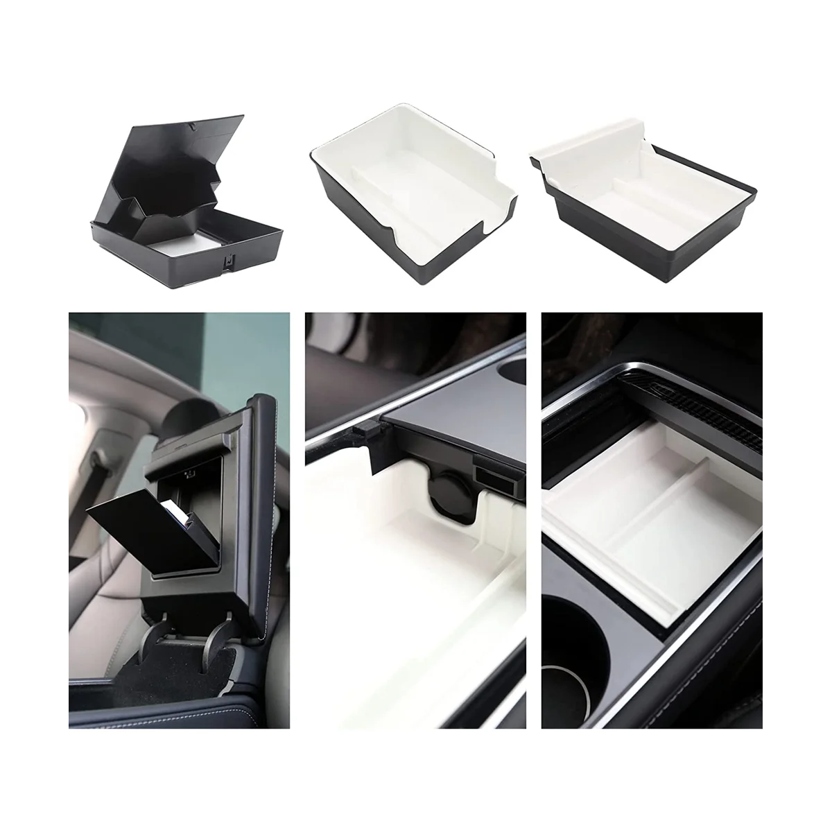 Upgraded Center Console Organizer Tray for Tesla Model 3/Y, Armrest Organizer Tray, Armrest Hidden Cubby Drawer Storage