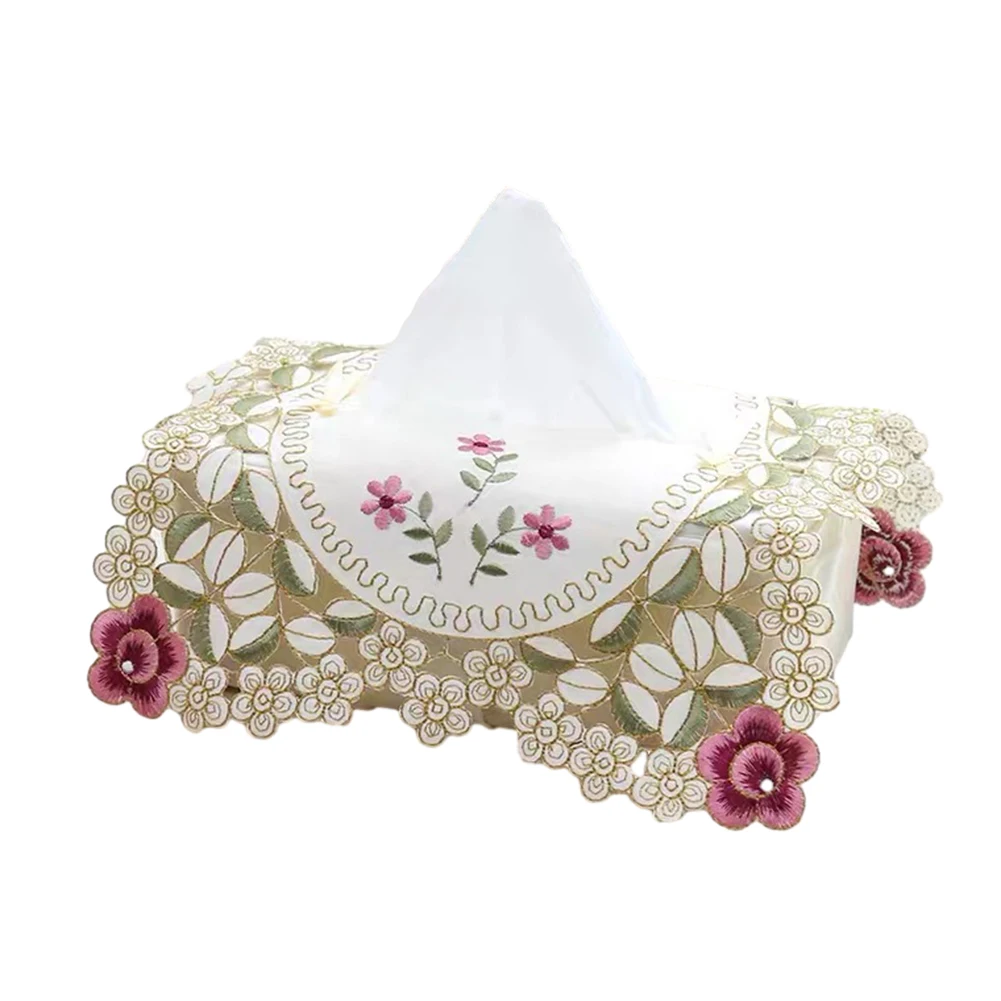 1pc Exquisite Vintage Lace Fabric Tissue Box Cover 23x13cm Lace Romantic Of Household Art Car Napkin Paper Tissue Box Home Decor