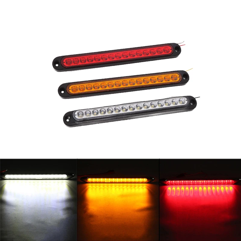 15LED Car Light Bar 12V Red Third Brake Light Rear Light Signal Side Marker Turn Signal Stop Warning Lamp High Mount Universal