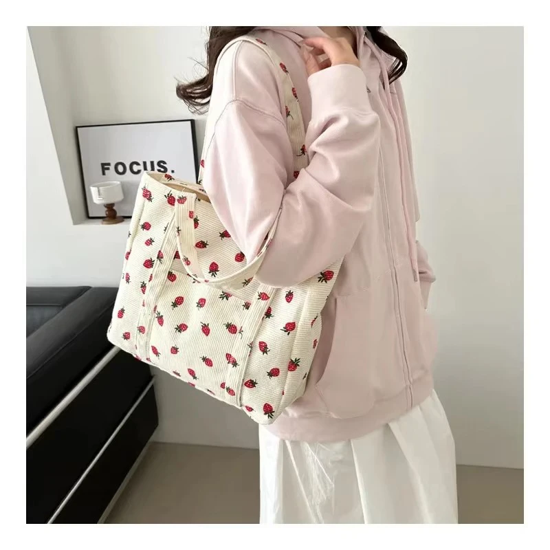 سروال قصير حقيبة يد الفراولة حقيبة شاطئية حقيبة كتف عصرية متعددة الاستخدامات سعة كبيرة بسيطة ركاب حقيبة حمل نسائية Bolsos