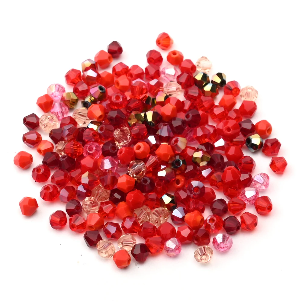 Mixed Color Series 4MM Bicone Glass Beads Faceted Crystal Spacer Bead Diy Bracelet Necklace Clothing Accessories Material 200pcs