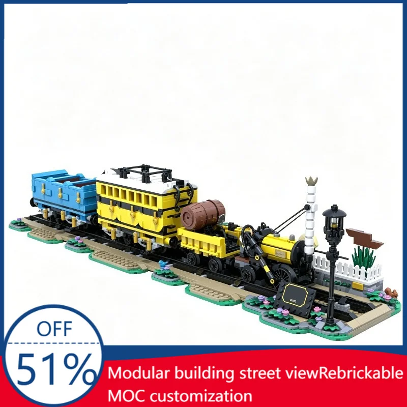 

2327Pcs Stephenson's Rocket 1829 Liverpool & Manchester Railway Display Set Custom Building Blocks Historical Train Model Gifts