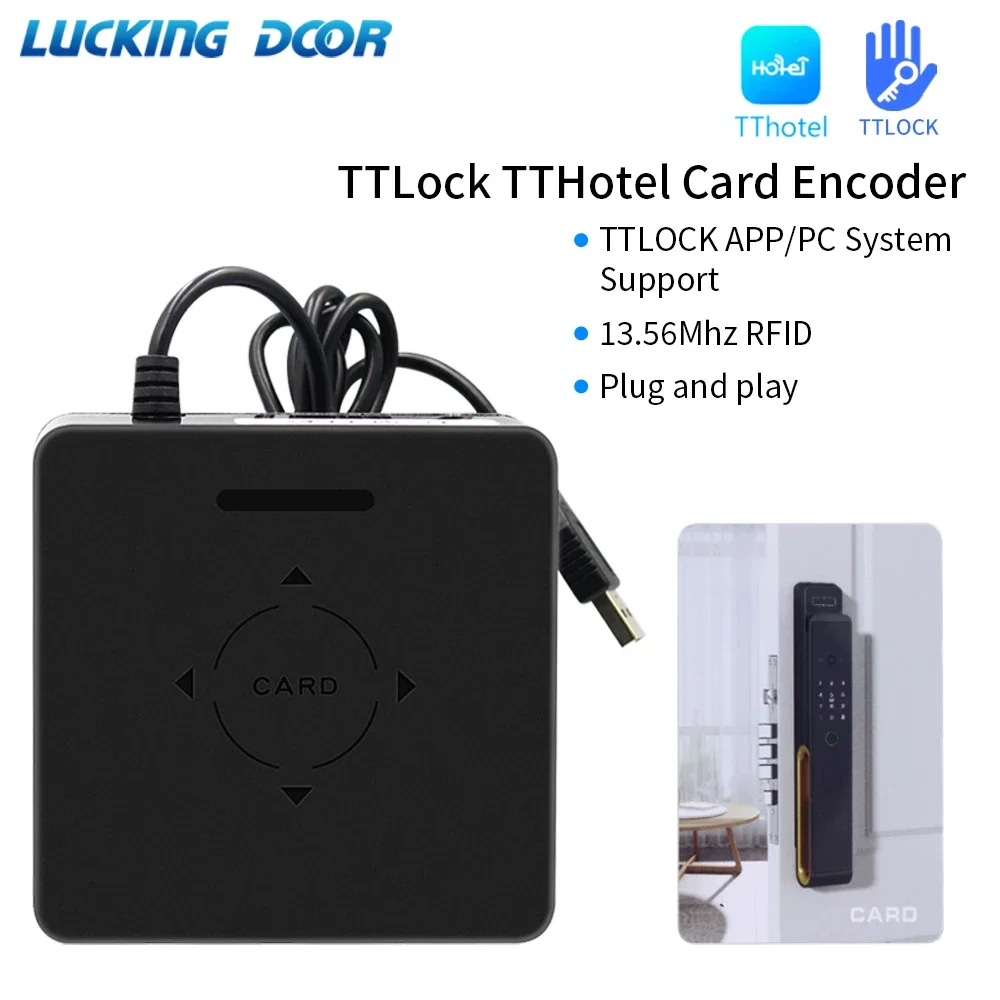 TTLOCK Card Encoder Smart Card Sensor NFC 13.56M M1 IC Card Reader RFID Chip Scanner for TTHotel System Software Hotel Apartment