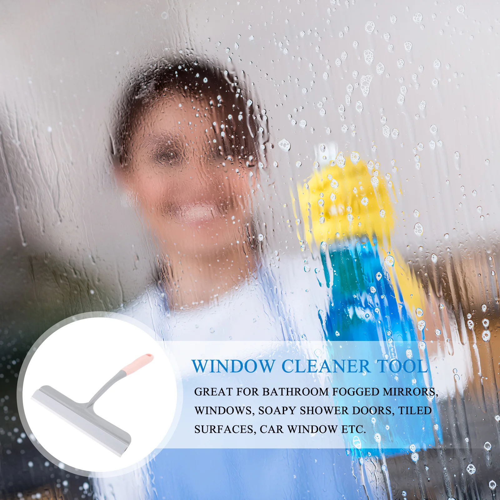 

5Pcs Glass Squeegee Professional Window Cleaning Tool Non-Slip Grip Bathroom Shower Scrubber Durable Silicone Edges Flat