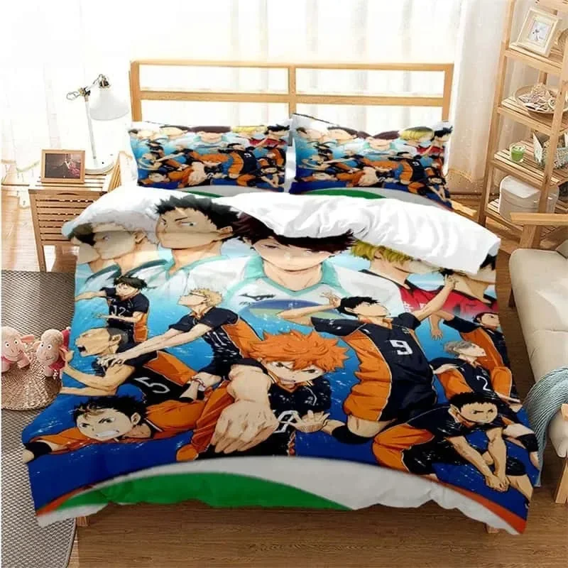 

3D Pirnted Volleyball Haikyuu Duvet Cover Set Cartoon Kids Boys Bedding Set Bedclothes Girls Teens Quilt Cover Bed Linen Set