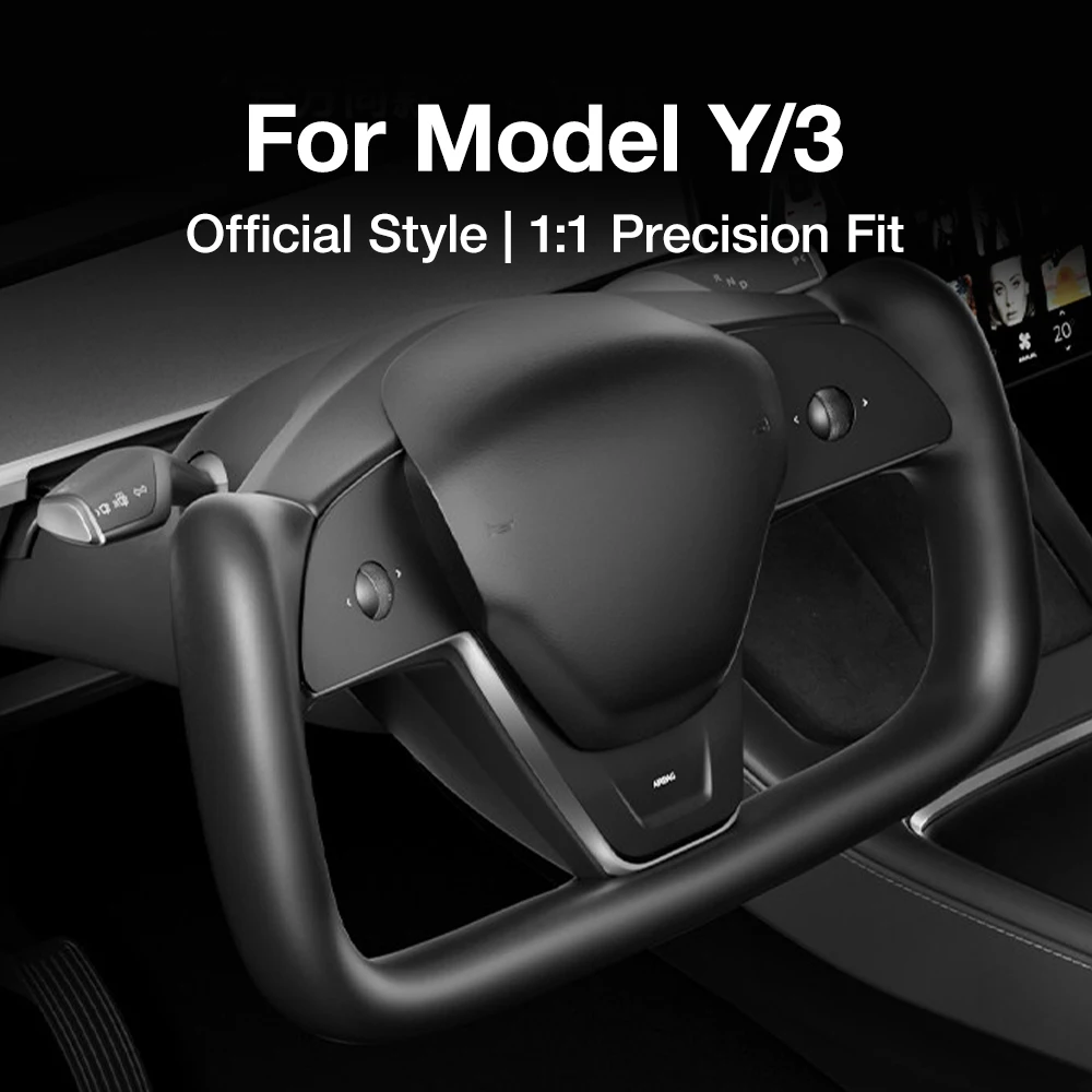 Heated Yoke Steering Wheel for Tesla Model 3 and Model Y Custom Racing Leather Personalized Upgrade Accessories