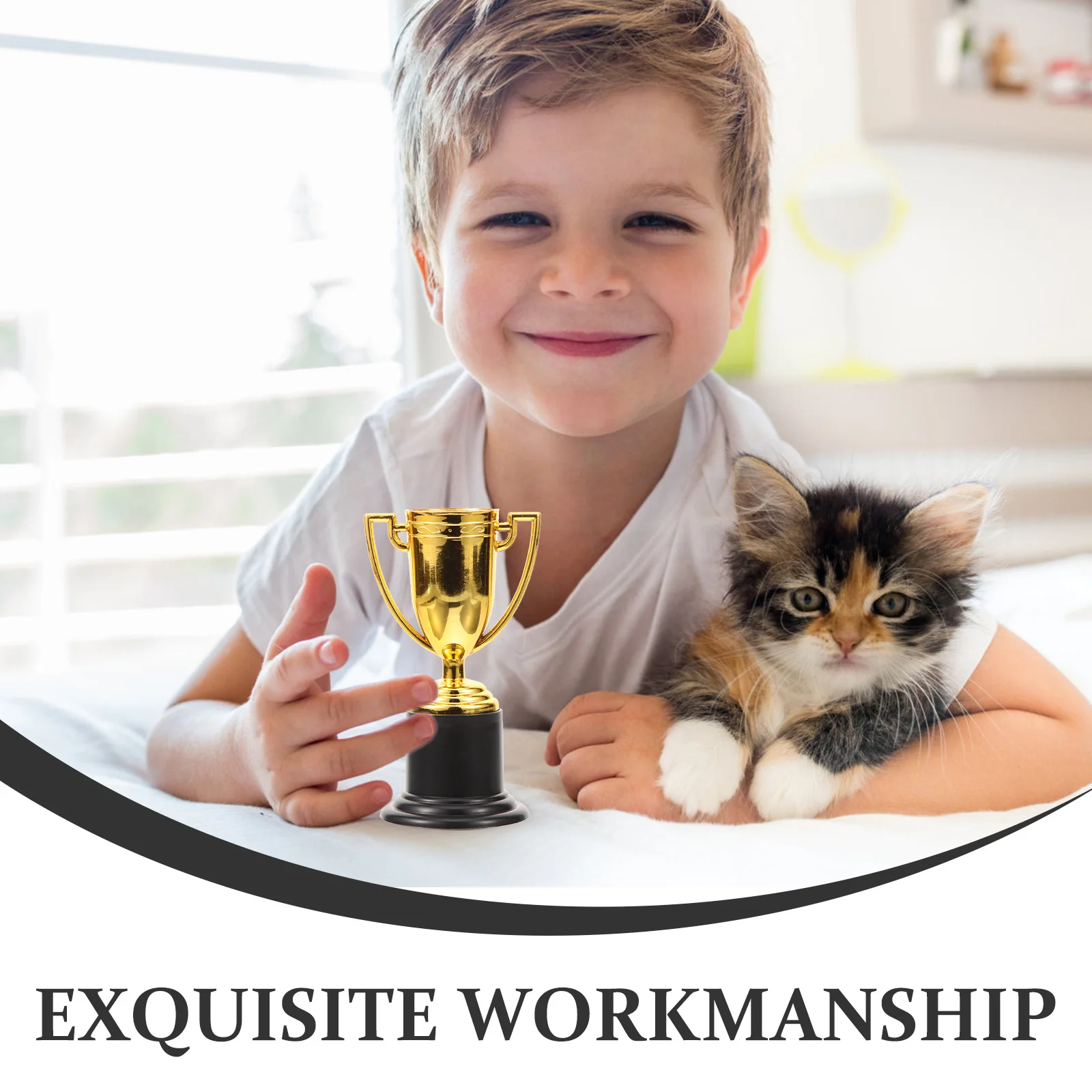 

6Pcs Plastic Reward Trophy Kids Award Trophy Small Size Home Desktop Decor for Classroom Party Game Prizes and Competition