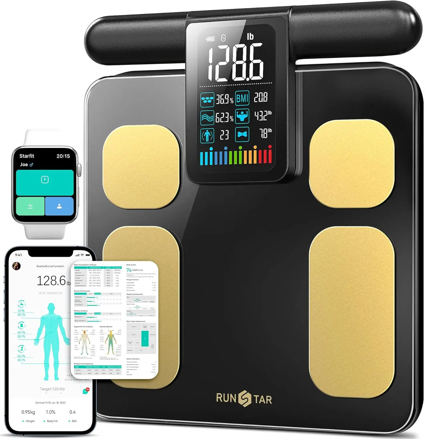 

High Precision 8-Electrode Body Composition Scale with Large Color Display, BMI & Fat Measurement