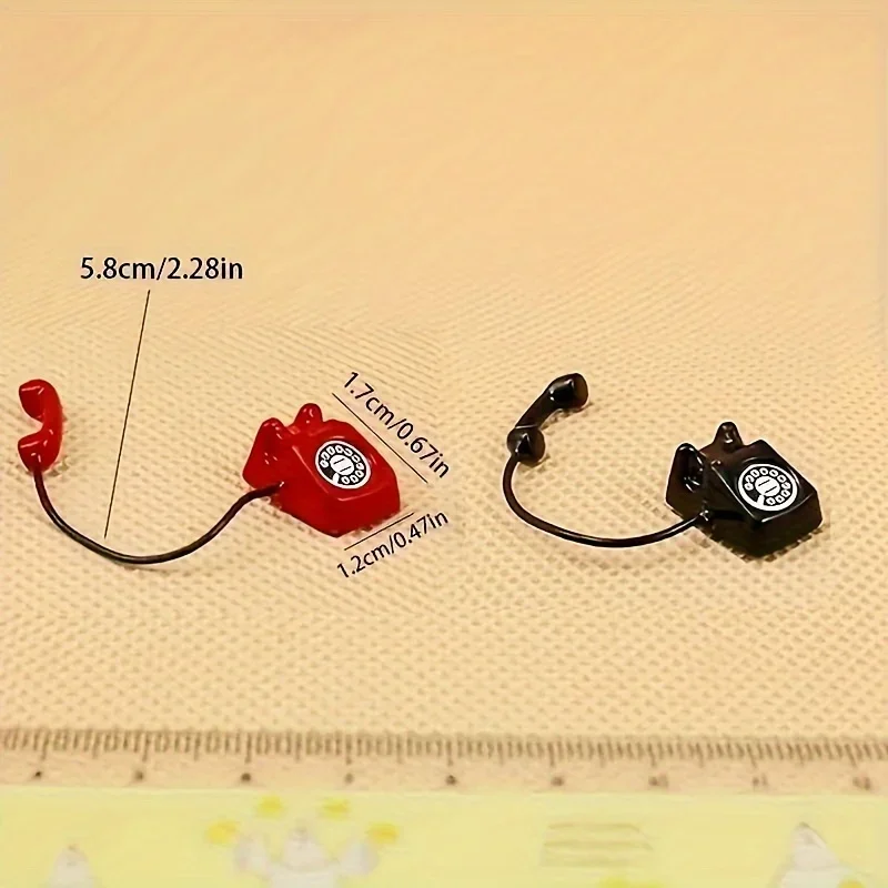 Kinderen Fantasiespel Speelgoed 1 Stuk 1:12 Miniatuur Telefoon Model Retro Roterende Telefoon Poppenhuis Meubels Speelgoed Voor Kinderen
