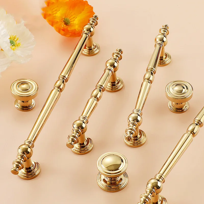 European Solid Brass Furniture Handles Luxury Handles for Wardrobe and Drawer Dresser Hardware Fitting Kitchen Cabinet Handles