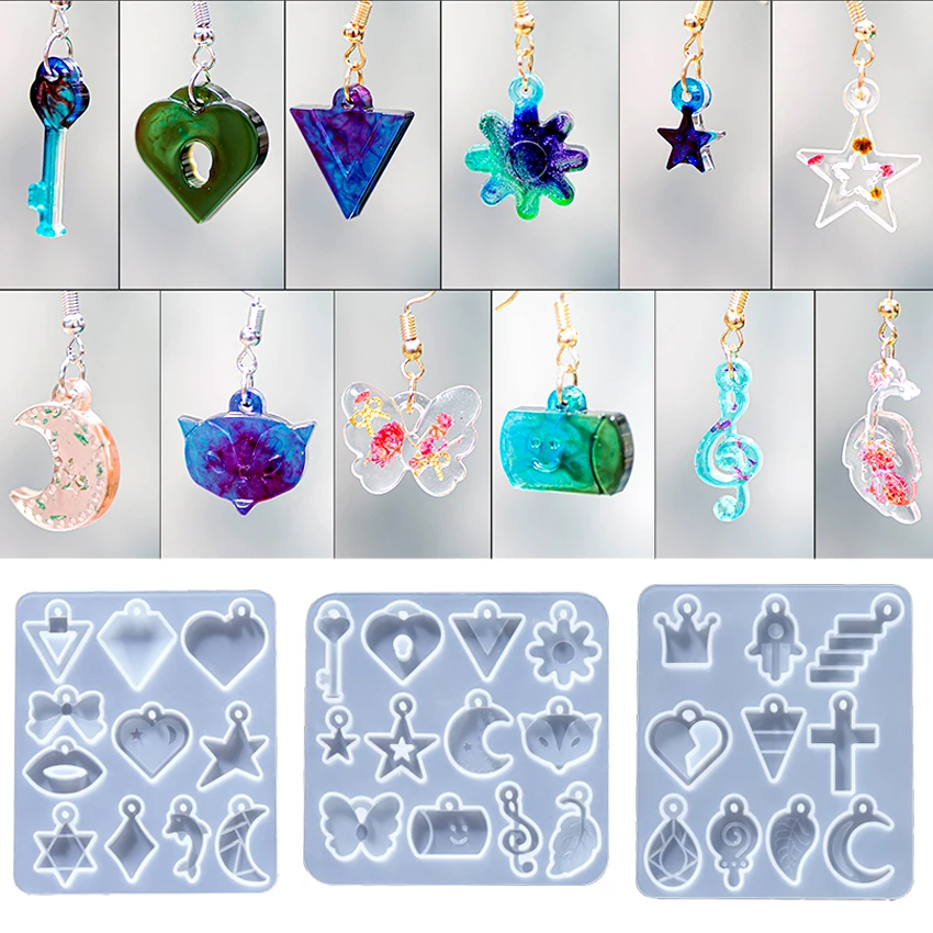 Diamant Krone Schlüssel Ohrring Silikonform für DIY Epoxidharz Handwerk Anhänger Ornament Schmuckherstellung Erkenntnisse