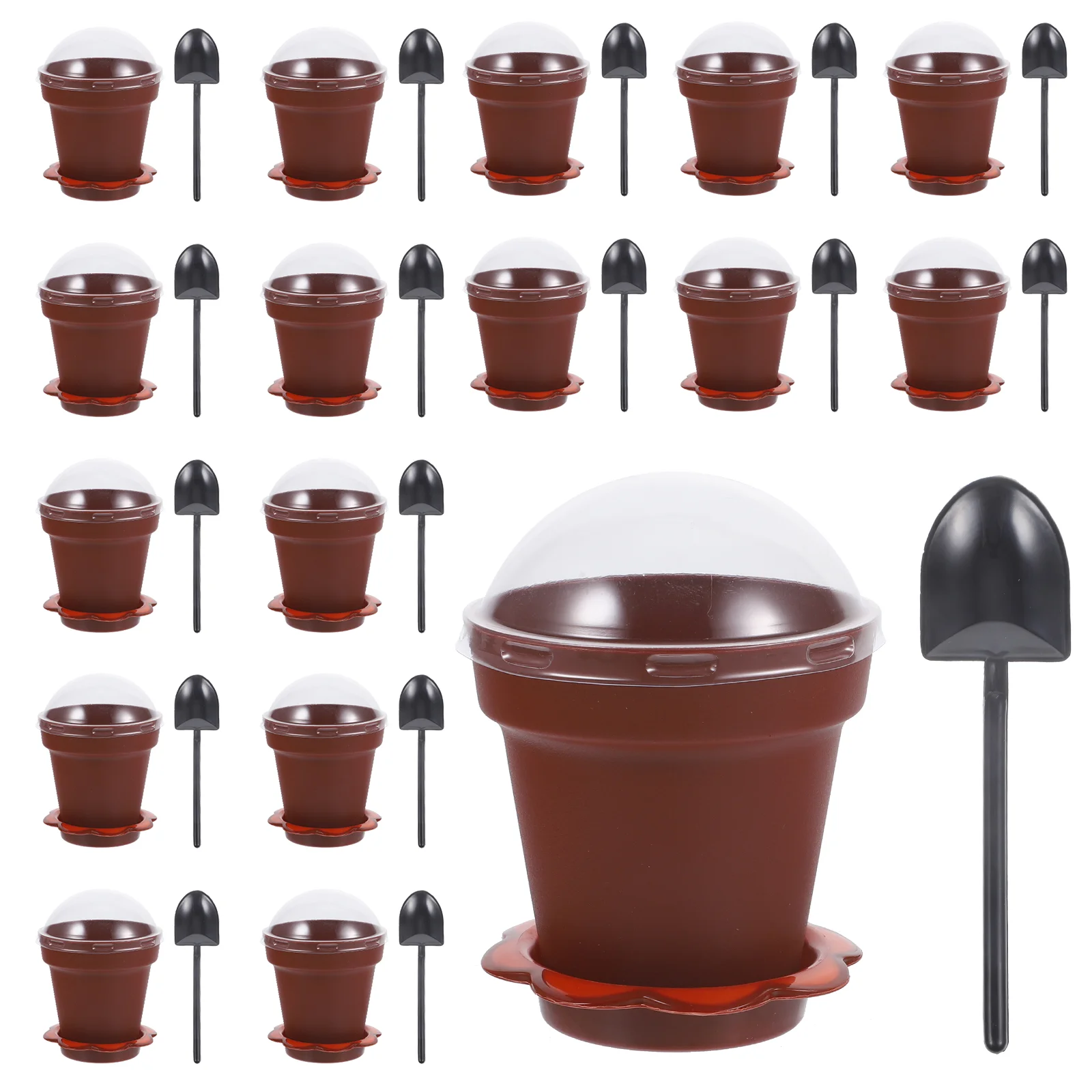 

Plastic Nursery Pot Yogurt Cup Cupcake Cups Parfait Terracotta Soda Lime Glass Flowerpot Cake Cups With Tray 8x7.5cm