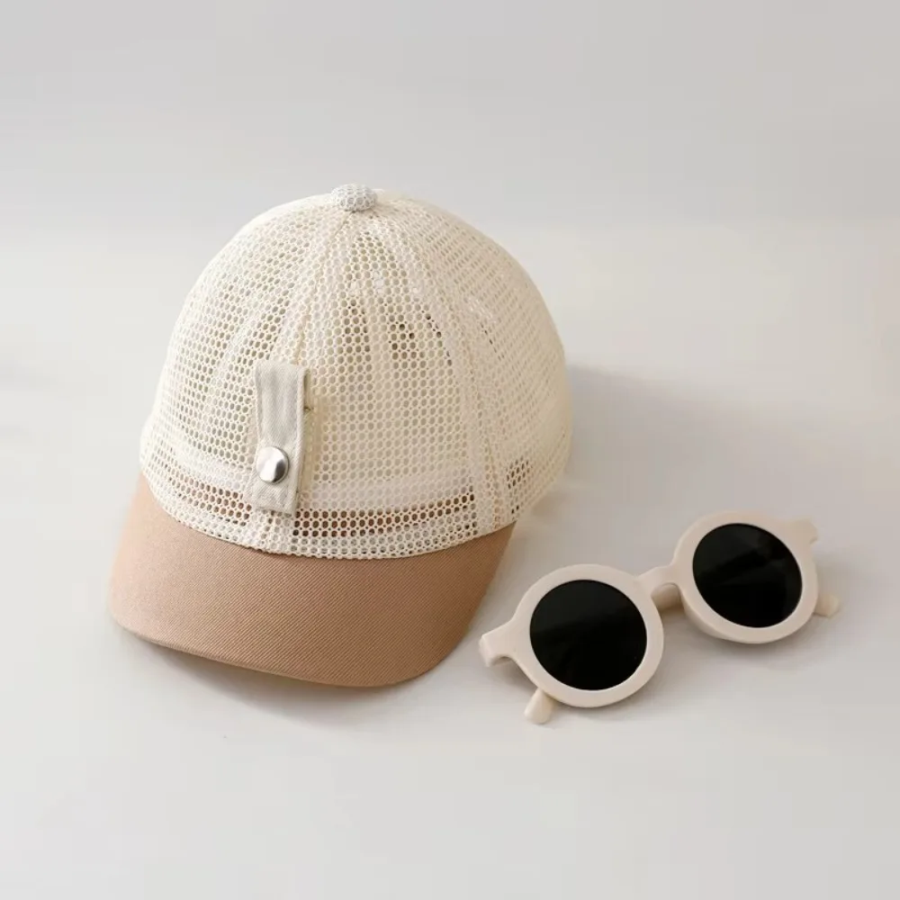 Casquette de baseball en maille pour bébé, protection solaire, chapeau de soleil respirant pour nourrissons avec lunettes de soleil détachables, casquette réglable pour enfants en bas âge, garçons et filles