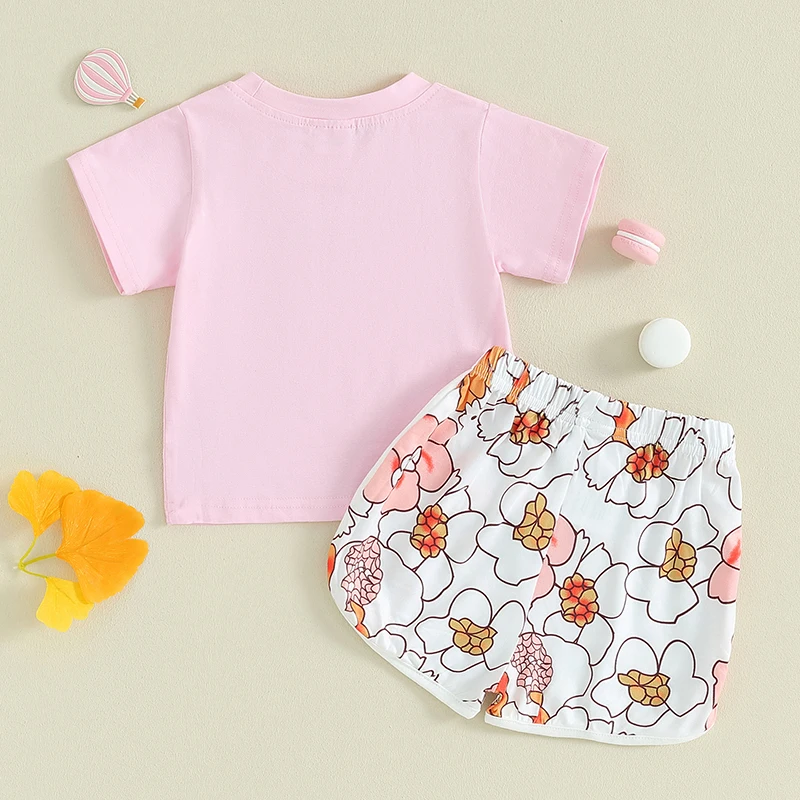 2PC Summer Baby Girl Short Sets Letters Print T-Shirts Top Shorts 3 6 9 12 Months Infant Outfits Beach Clothes