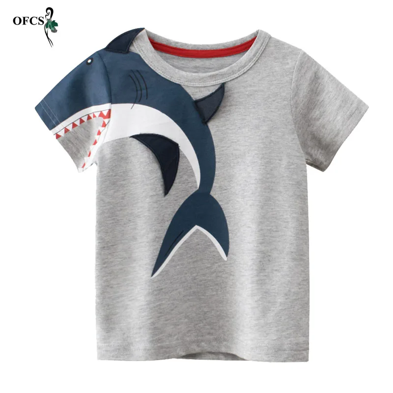 Summer Children 3D Cartoon T-shirt For Boy Animal Printing Shark Boys T Shirt Girls Tops Tees Cartoon Kids Clothes Kids Outfits