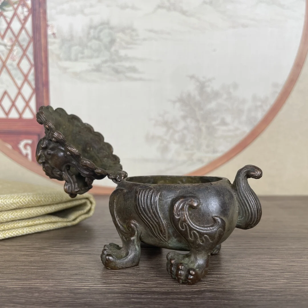 

Animal sculpture brass statue Lion Dragon Mini Swiss Beast Incense Burner Zen Pixiu Tea Ceremony Creative Home Copper Home