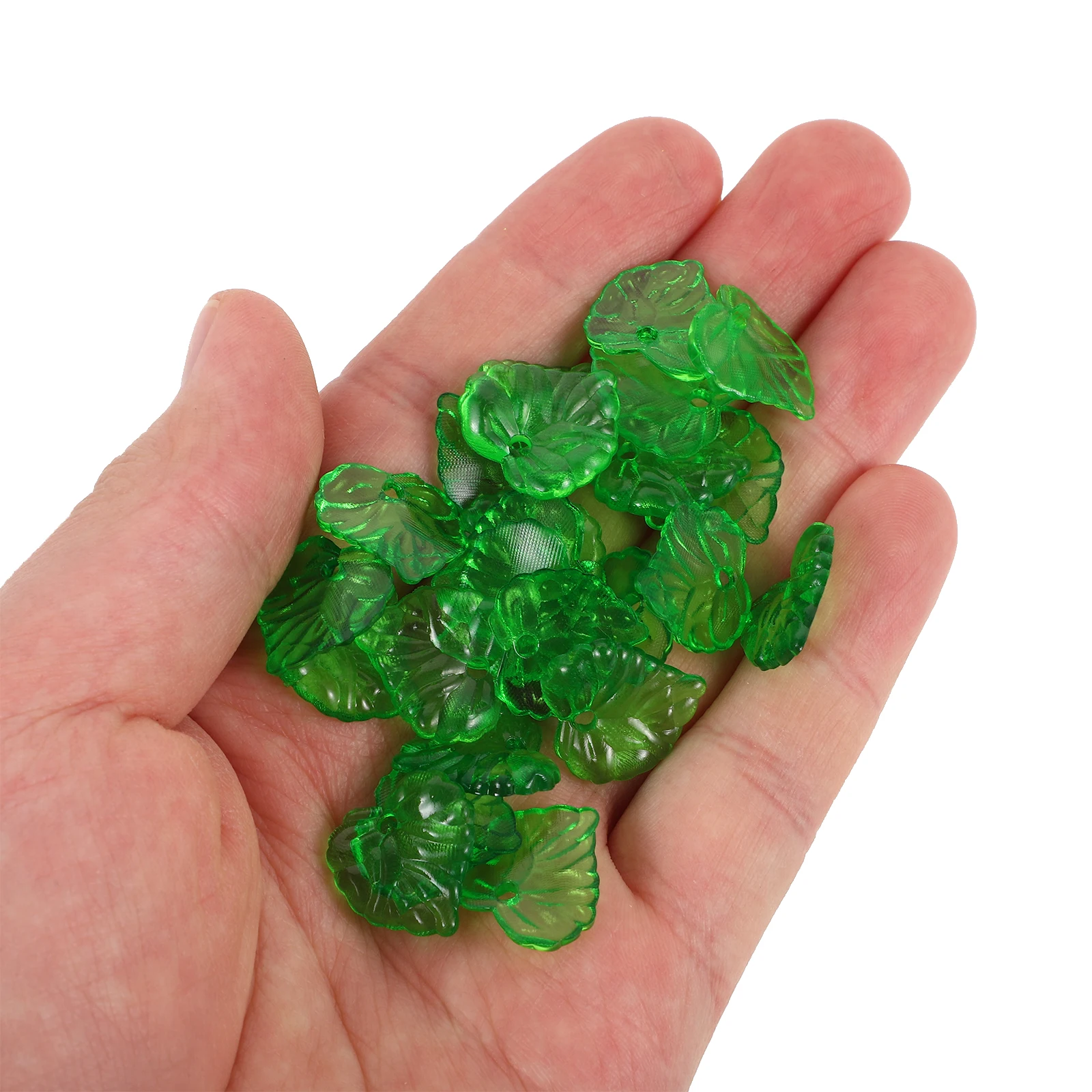 

100 Pcs Charms Flower Bead Leaf Pendant Jewelry Beads for Making Jewellery Green Acrylic Diy