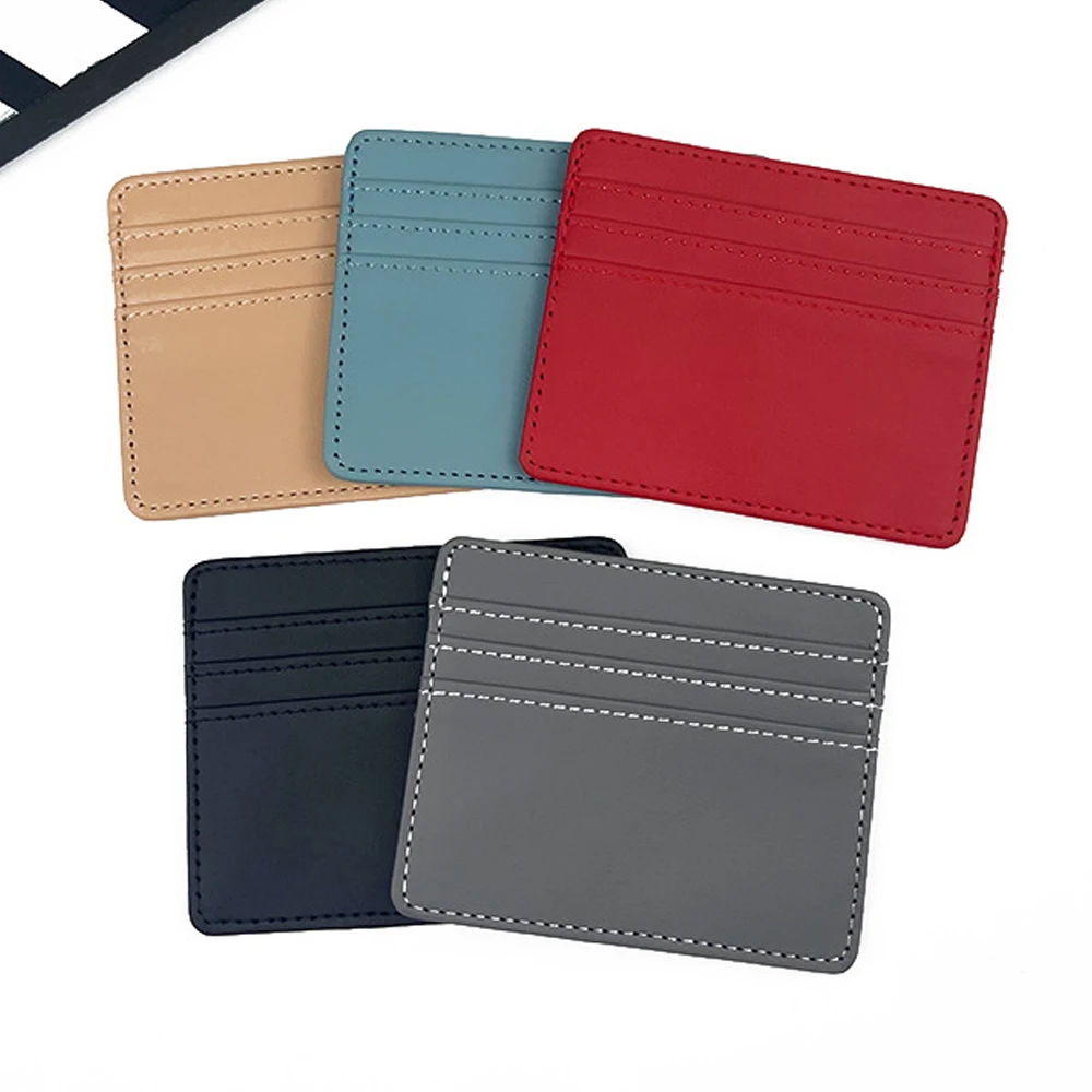 Mini Ultra-thin PU Leather Wallet 4 Slots Cardholder Slim Bank Credit Card Holder Men's Business Small ID Case for Women Purse