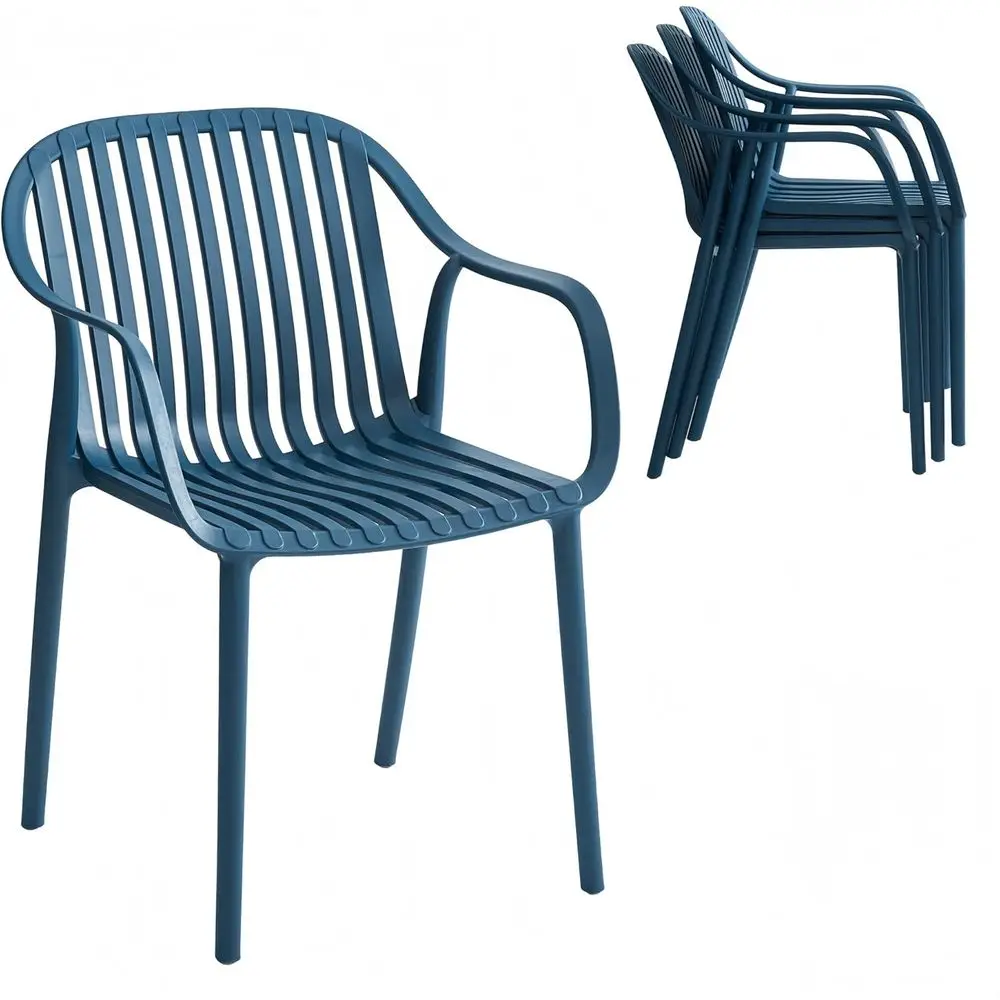 

Stackable Outdoor & Indoor Plastic Dining Chairs Set, Armchairs Set, Weather-Resistant, Ideal for Patios, Cafes, and Home Use, S
