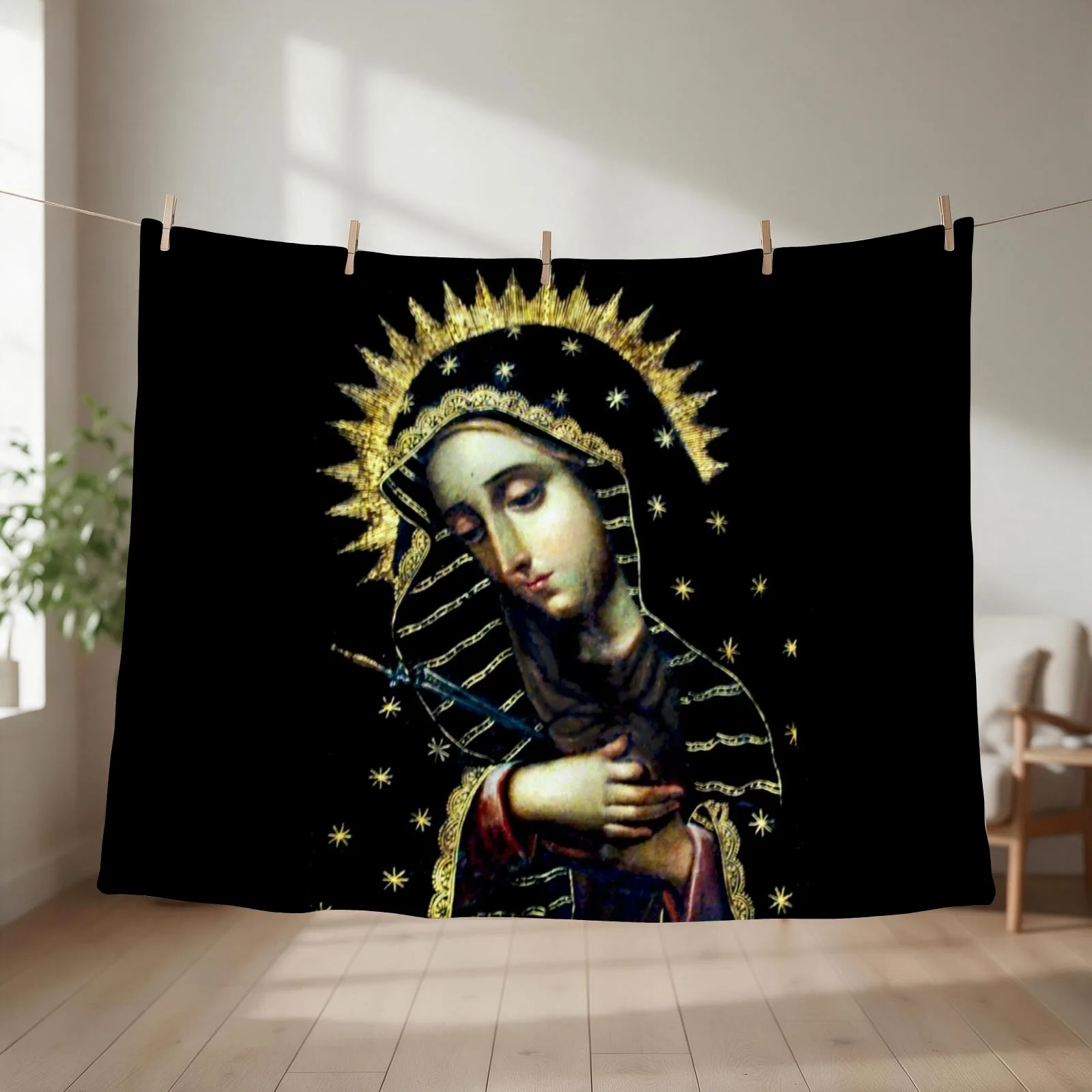 Virgin Mary Throw Blanket couch cozy soft plush fuzzy picnic outdoor blanket