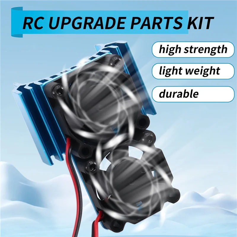 【今すぐ購入！】2x-vxl-3s-esc-冷却ファンとモーター-デュアルファンセット-トラクサス-スラッシュ-4x4-スタンピード-4x4-ラスラー-ブルーと互換性あり