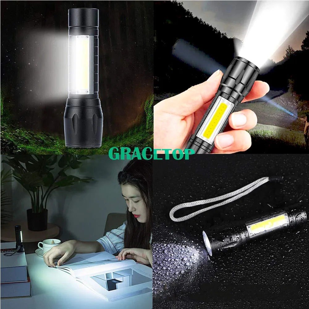 Portable Rechargeable Zoom LED Flashlight XP-G Q5 Mini Flash Light Torch Lantern 3 Lighting Modes Camping lamp