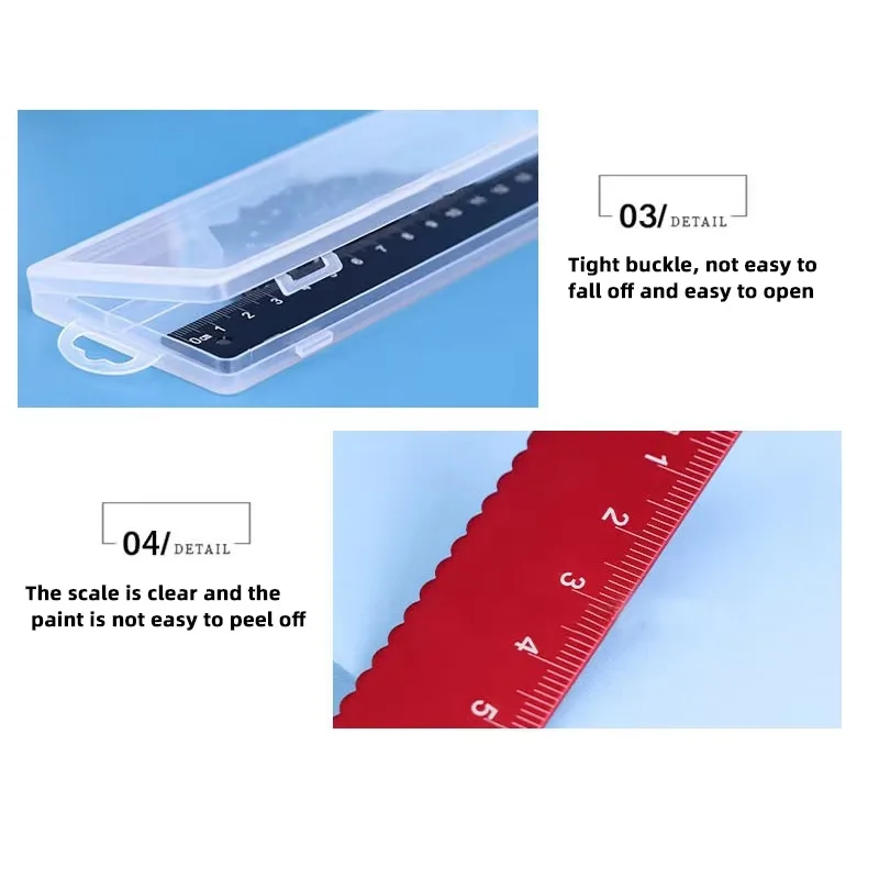 4pcs Metal Drawing Set Transparent Box Student‘s Measuring Ruler Multi-function Kit Korean Stationery Kawaii School Supplies